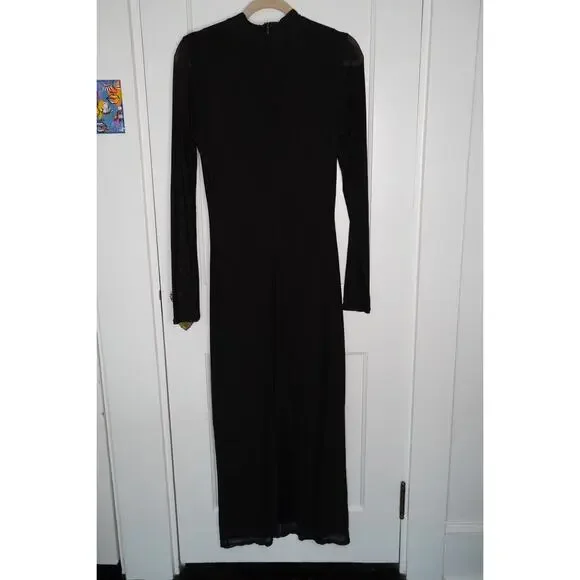 Saunders Mesh Midi Dress Ditzy Floral Red Ruched Sheath Slit Size 10 - Picture 6 of 8